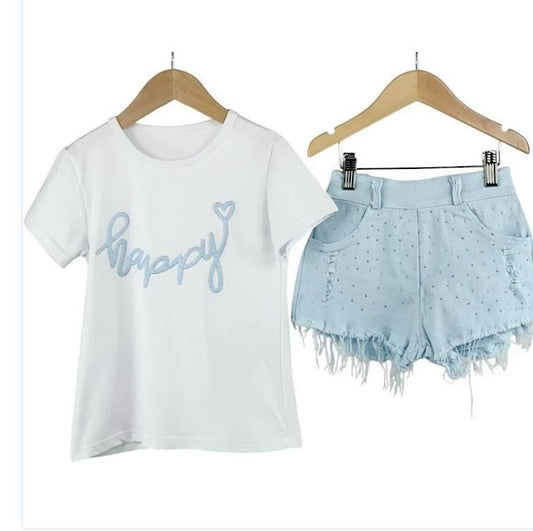 2 piece short set with diamante style shorts